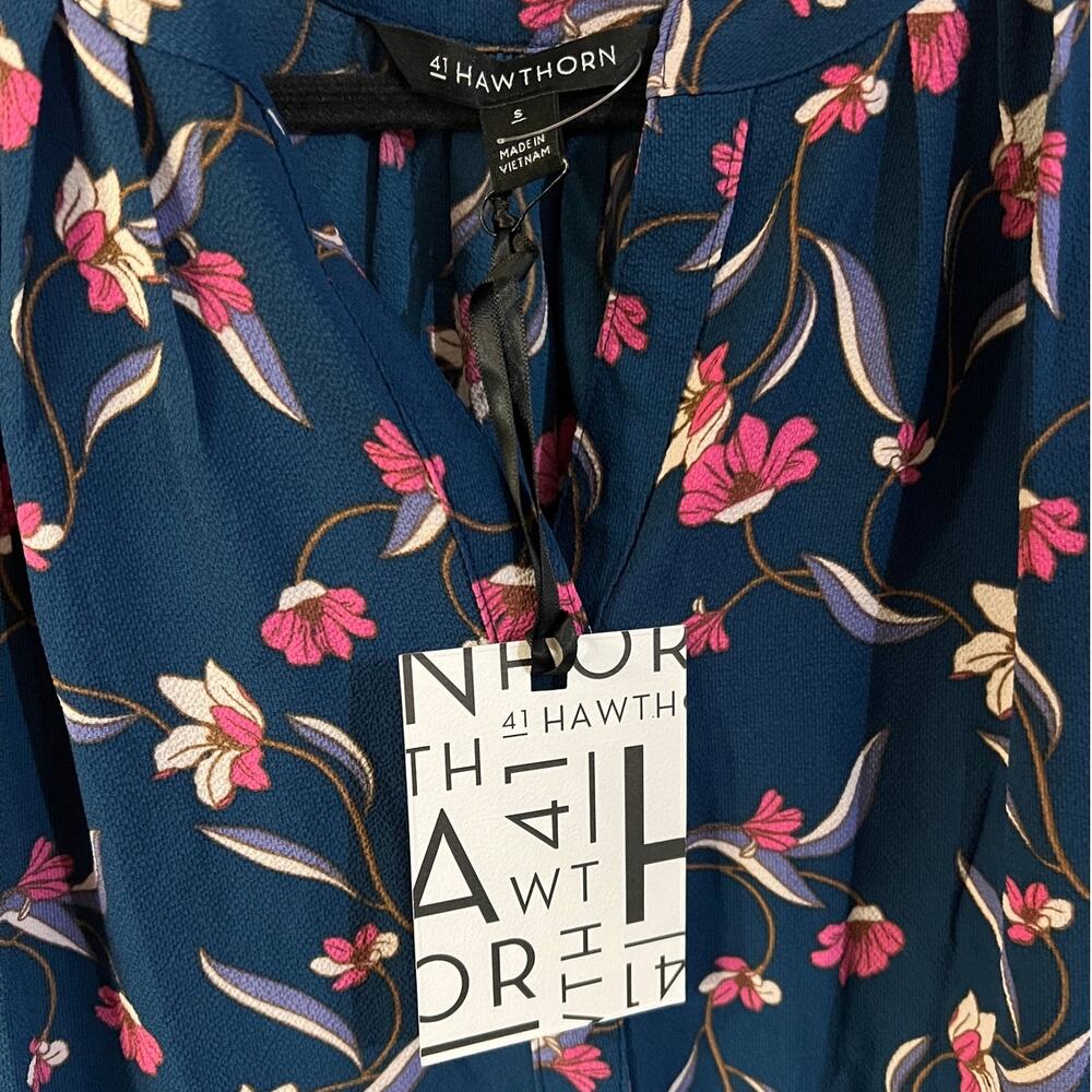 41Hawthorn (S) Morey Split Neck Short Sleeve Blouse - Stitch Fix Floral Top - Picture 6 of 10